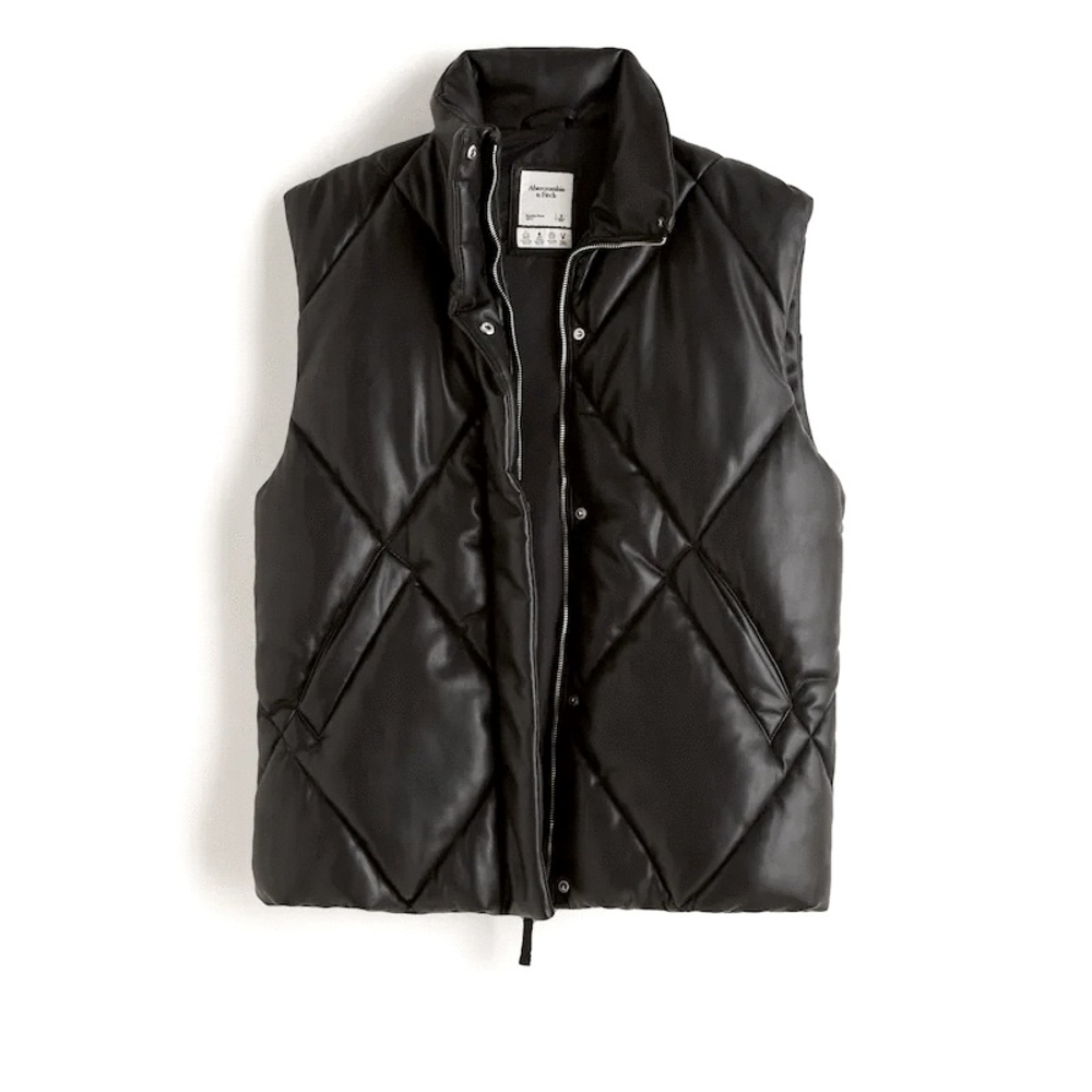 Abercrombie Oversized Puffer Vest Vegan Leather